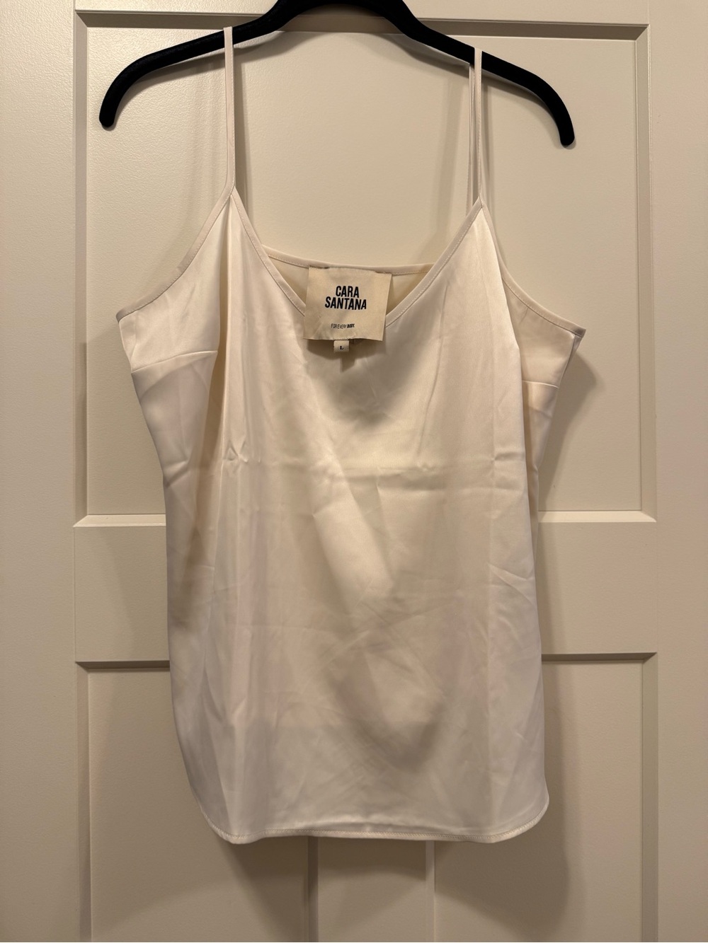 Ivory Satin V-Neck Slip Camisole